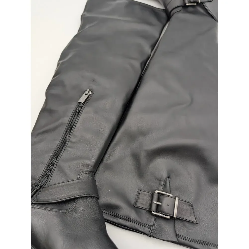 Vince Camuto Abrila Faux Leather Tall Over the Knee Boots Black Size US8M EU39